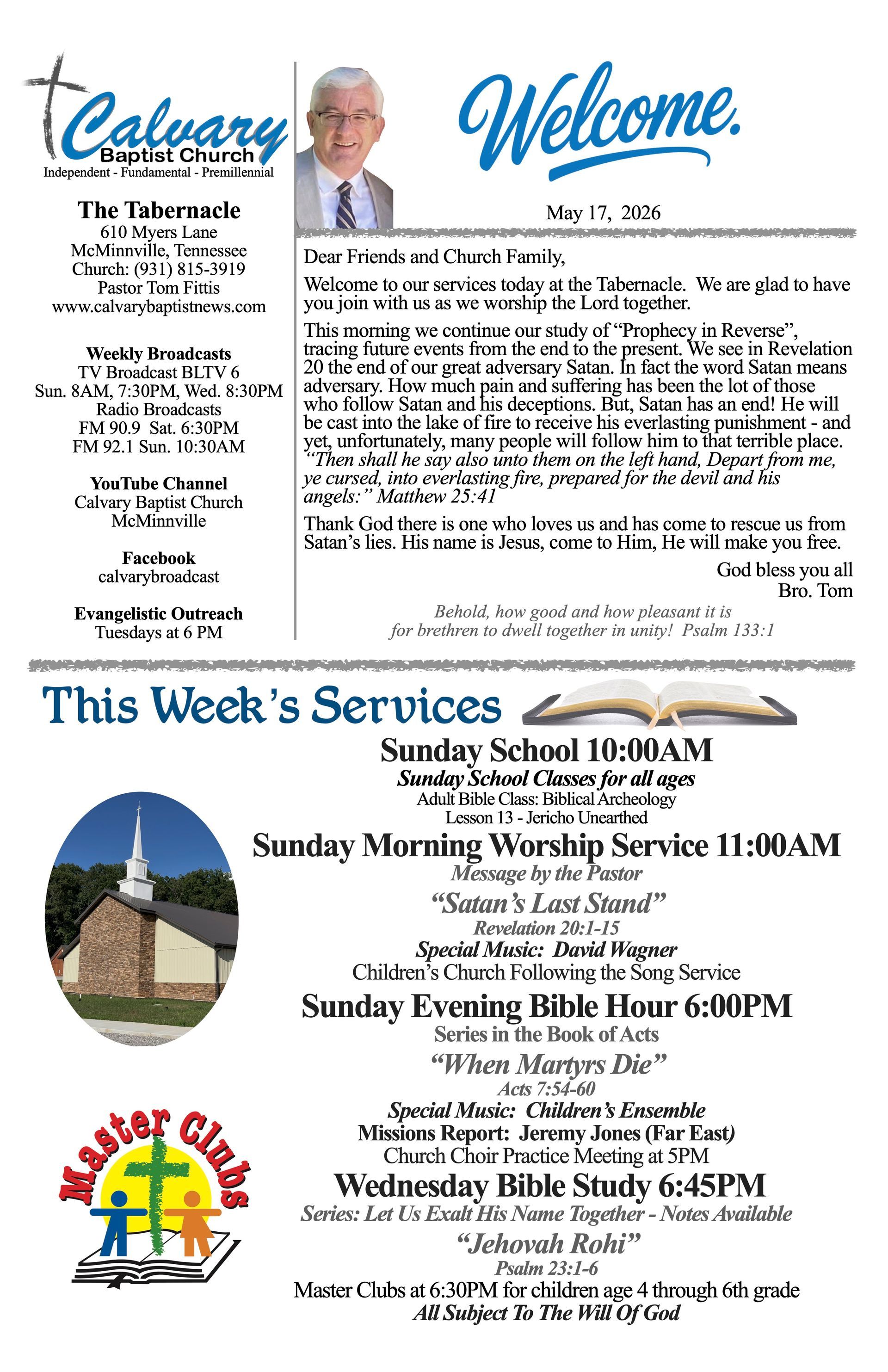Calvary Baptist Church McMinnville Tennessee Tom Fittis Independent Baptist