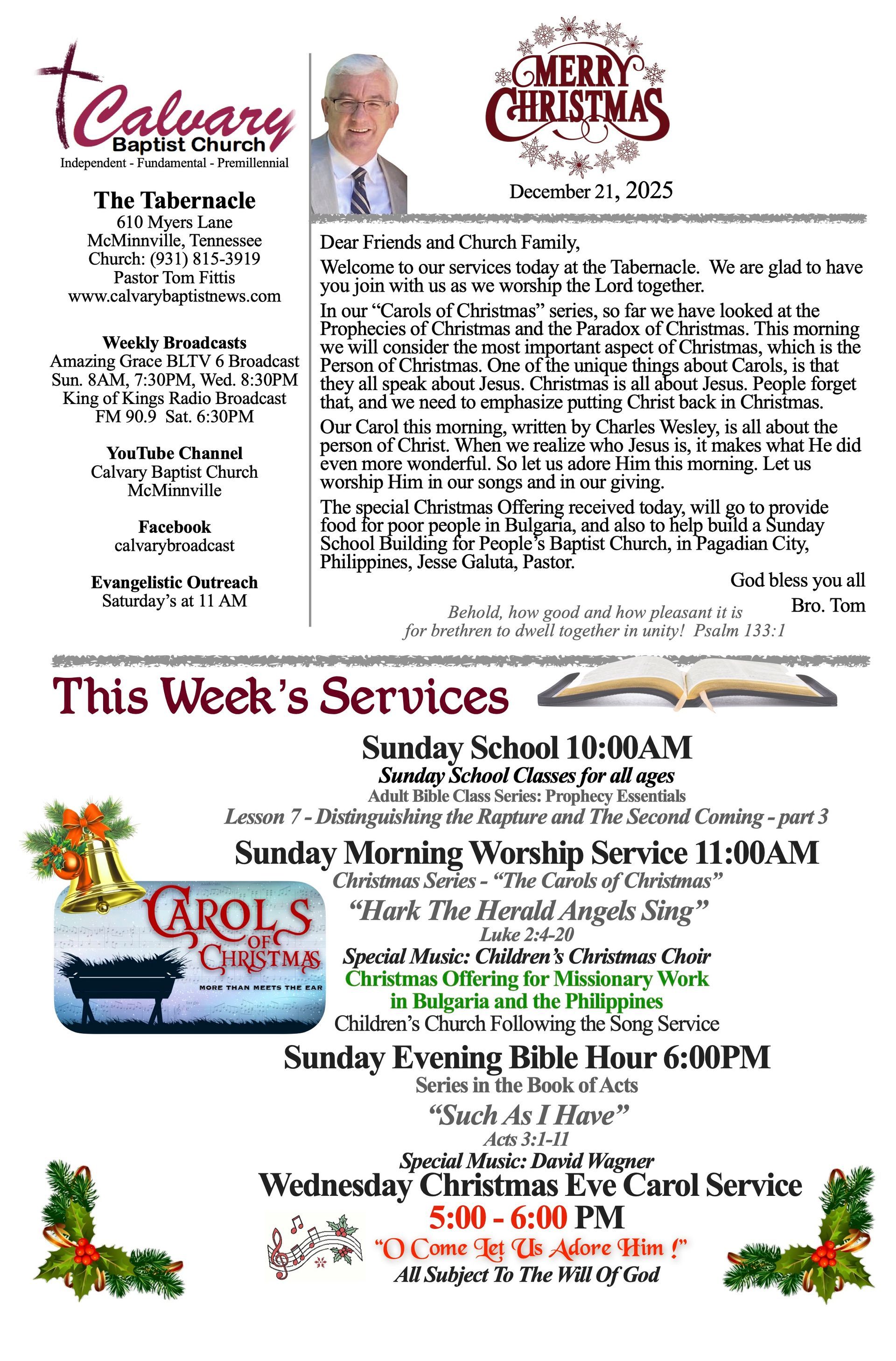 Calvary Baptist Church McMinnville Tennessee Tom Fittis Independent Baptist