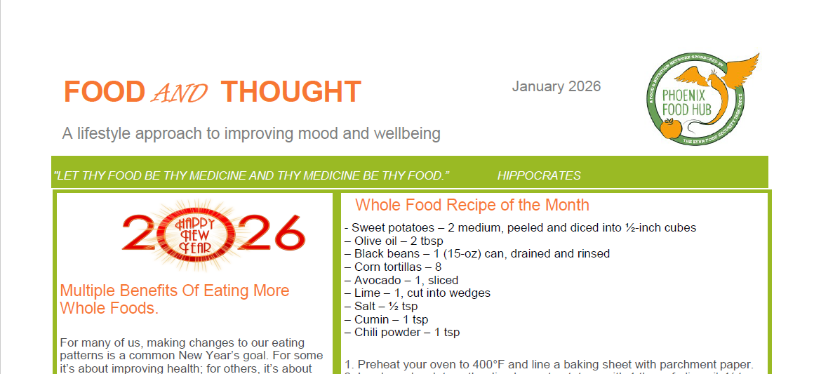 Food and Thought newsletter January 2026