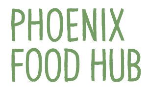 Phoenix Food Hub logo in green text on white background.