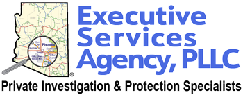 The logo for executive services agency , pllc is a private investigation and protection specialists company.