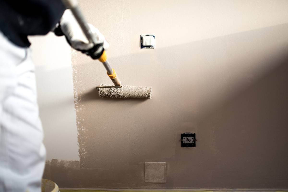 A professional painter applies paint to the walls of a home near Johnson City, Tennessee (TN)