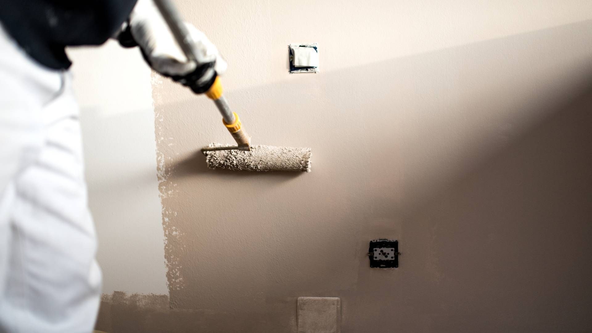 A professional painter applies paint to the walls of a home near Johnson City, Tennessee (TN)