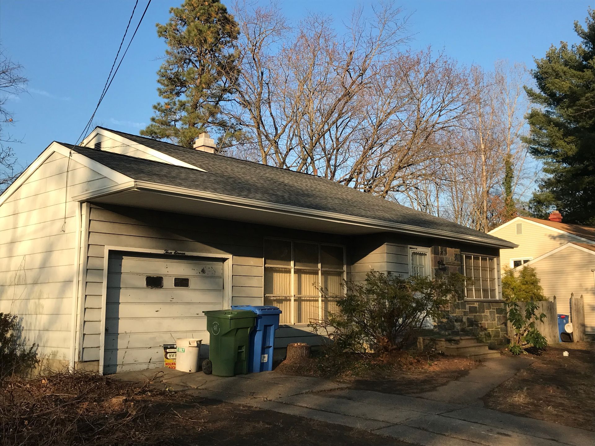After GAF Timberline shingle Pewter Grey paired with white soffit and fascia located in Cherry Hill, NJ