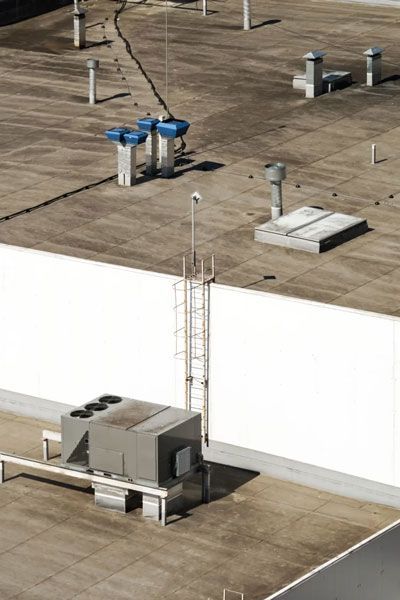 A flat commercial roof installation.