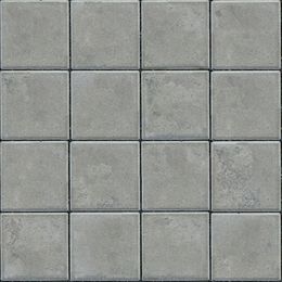 Sixteen gray, square pavers arranged in a four-by-four grid.