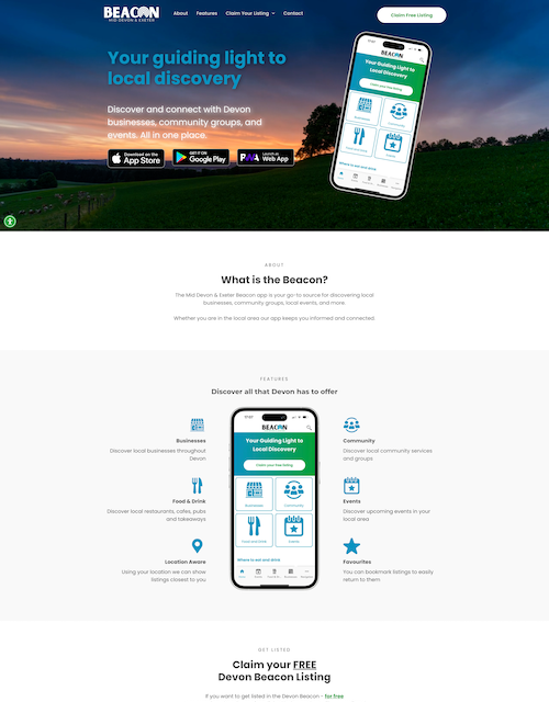 Website for a mobile app