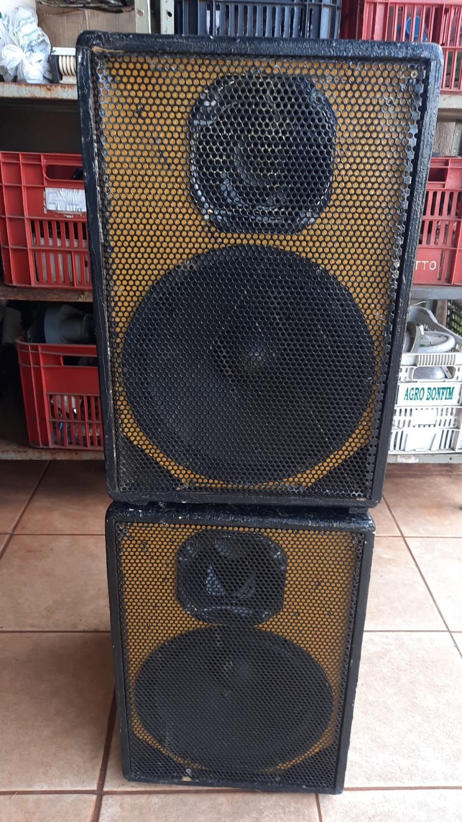 antigo Par caixas com alto falante de 12