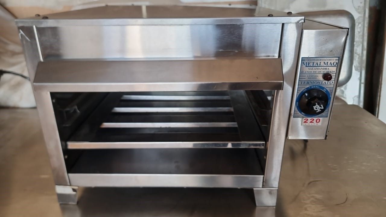 Forno glatinador salamandra Elétrica 40X50 Inox Metalmaq 220V bem conservado funcionando 100%