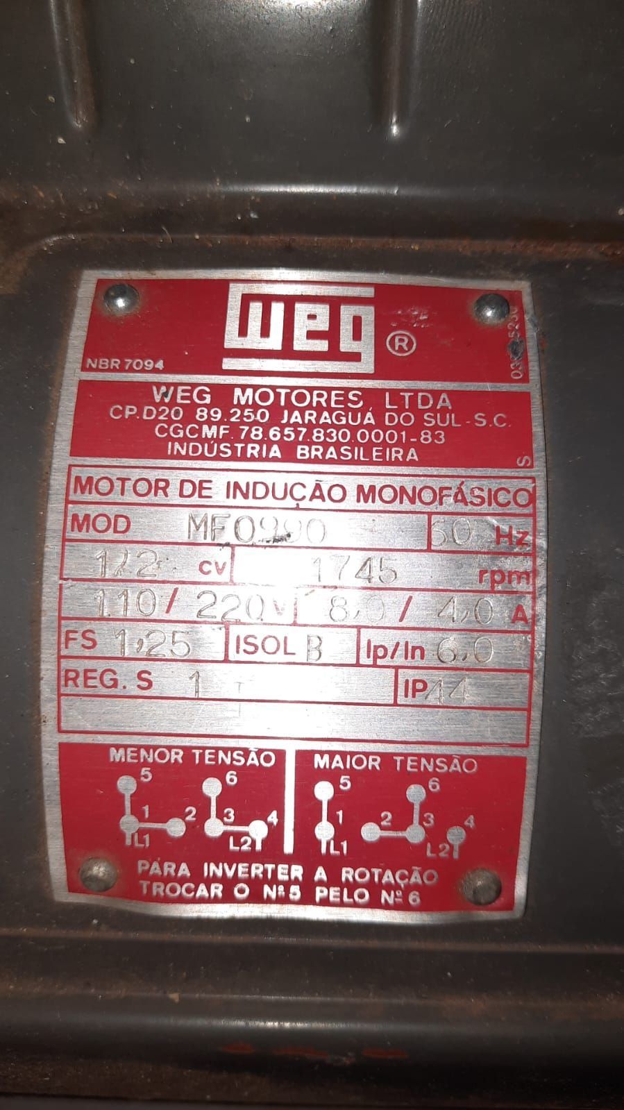 Motor Weg 1/2 1745 rpm para maquina de costura bem conservado funcionando com garantia
R$300