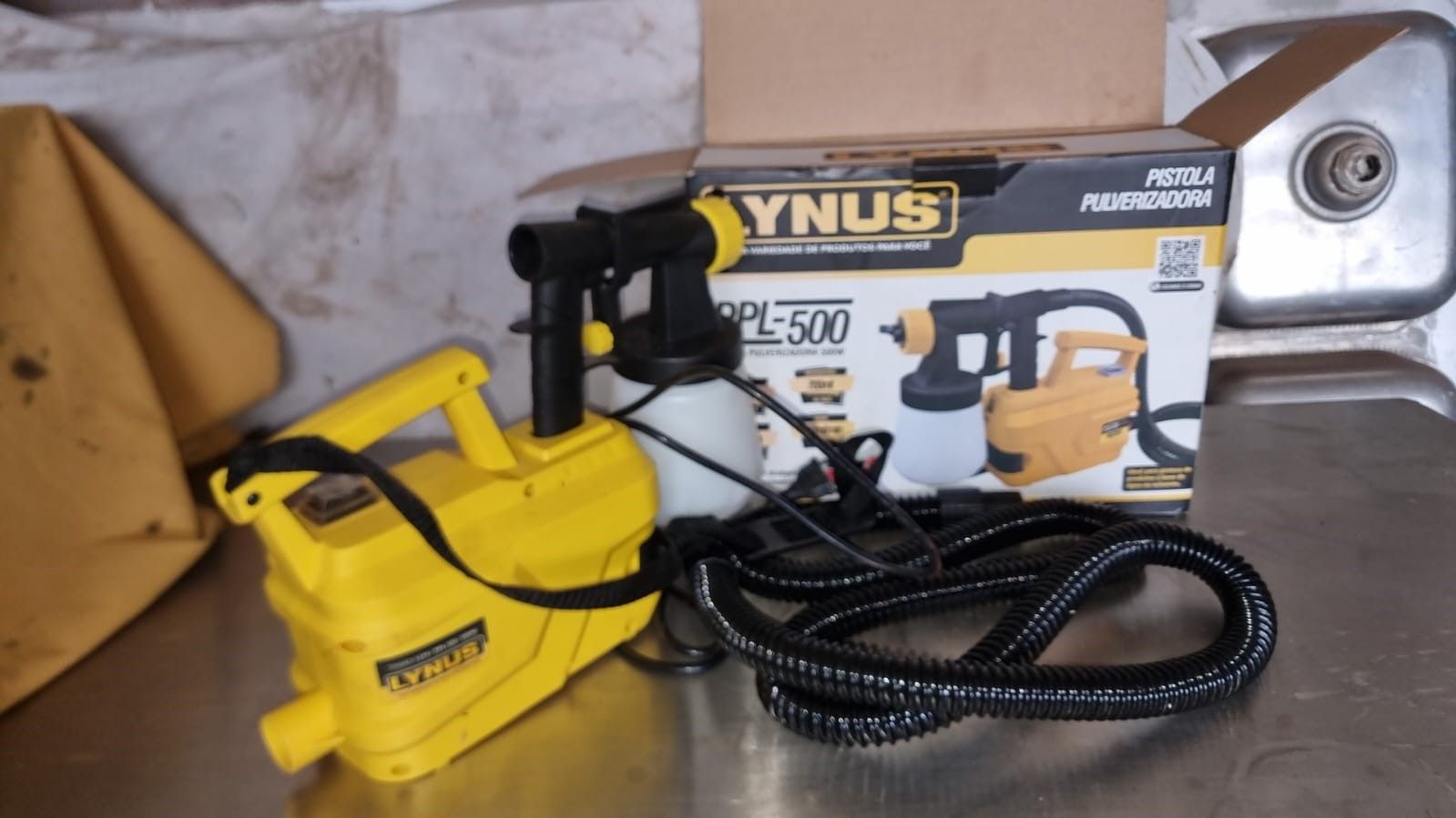 Pistola De Pintura Elétrica Pulverizadora 500w Lynus Ppl500 Cor Amarelo novinho nunca foi usado