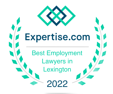 Expertise.com award: Best Employment Lawyers in Lexington, 2022. Teal and navy logo with laurel wreath.
