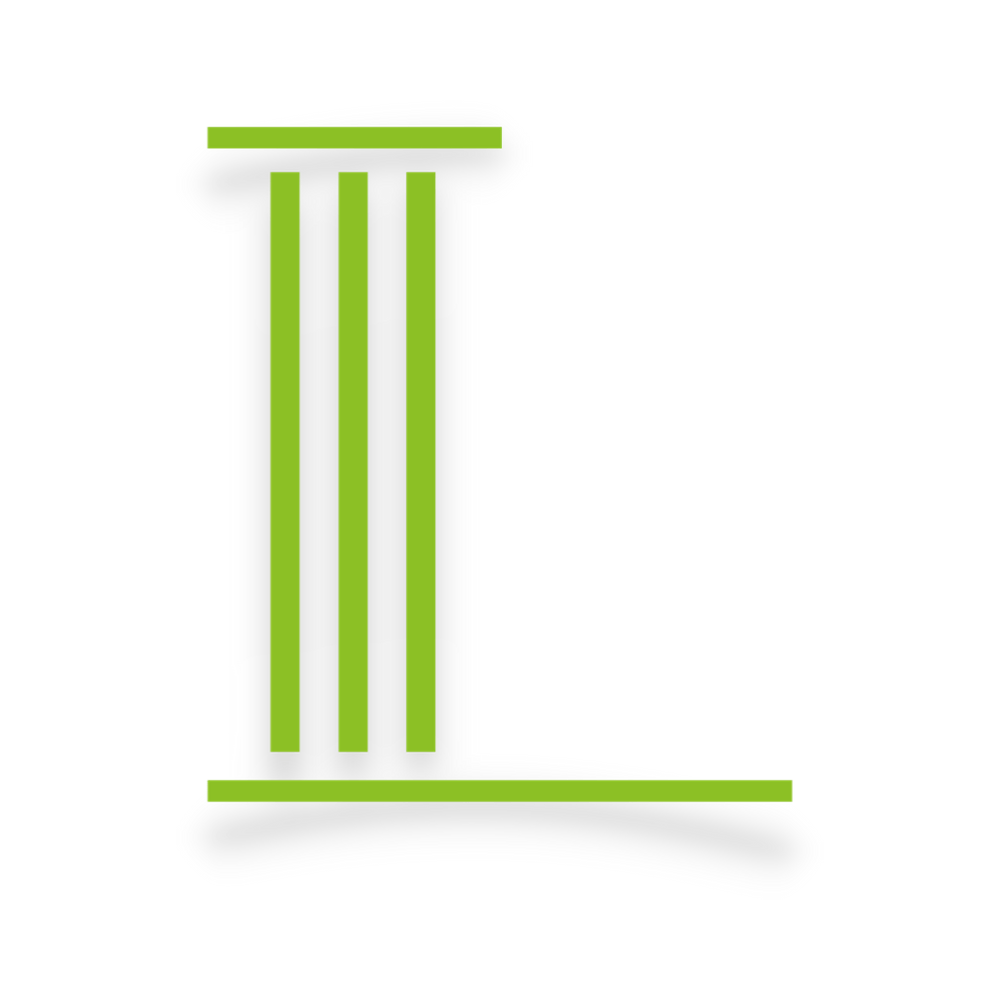 Green, stylized letter 