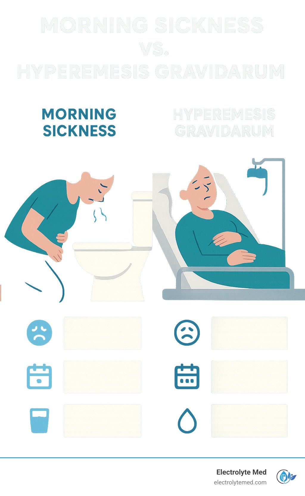Comparison of morning sickness and hyperemesis gravidarum symptoms.