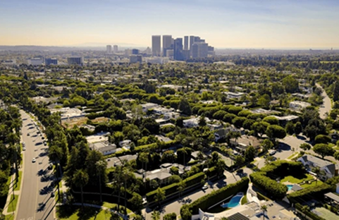 Aerial view of Beverly Hills, CA