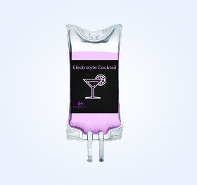 IV bag with pink liquid labeled 