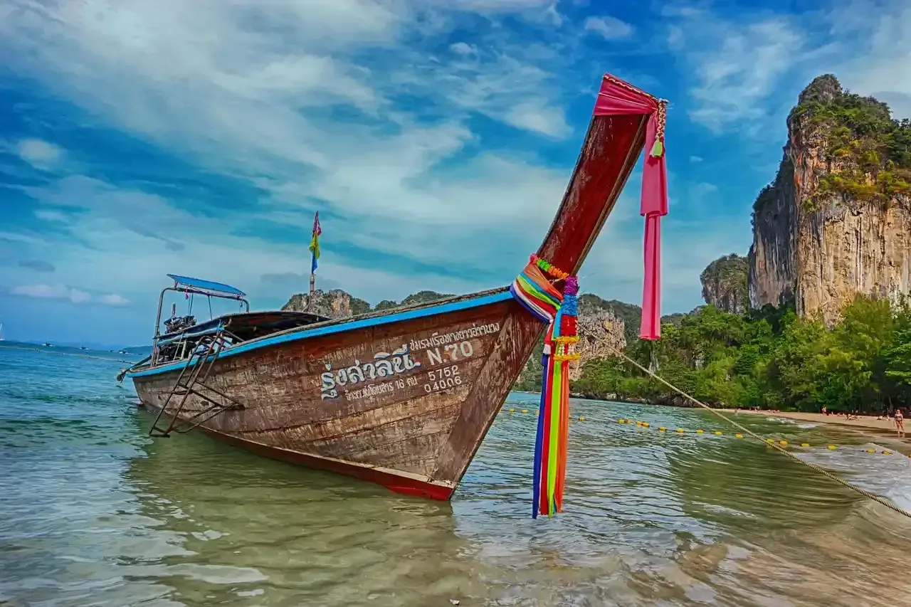 longtail boat on railay beach