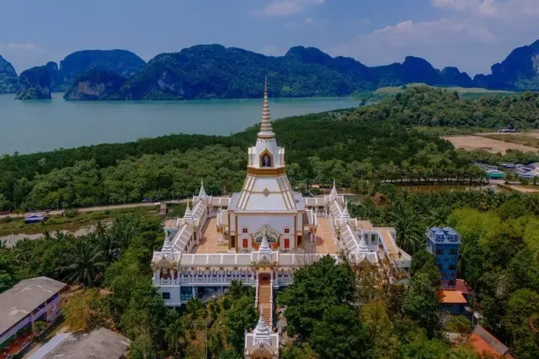 aerial view of wat laem sak temple
