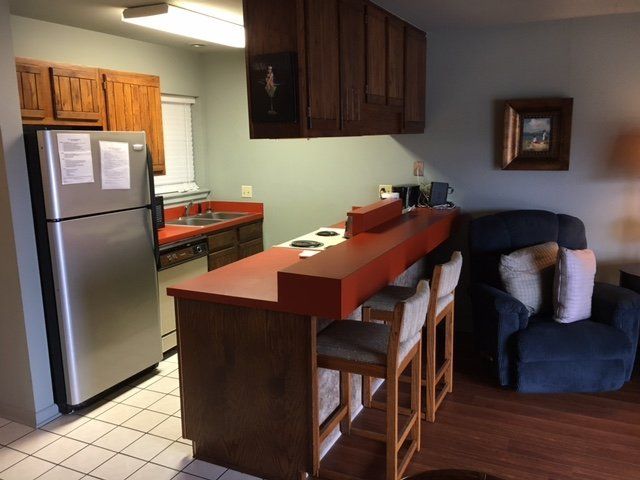 modern kitchen with bar at Willow Beach D8