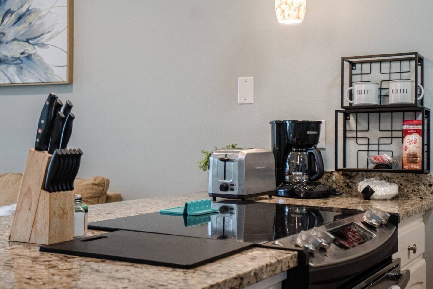 kitchen range with knife block