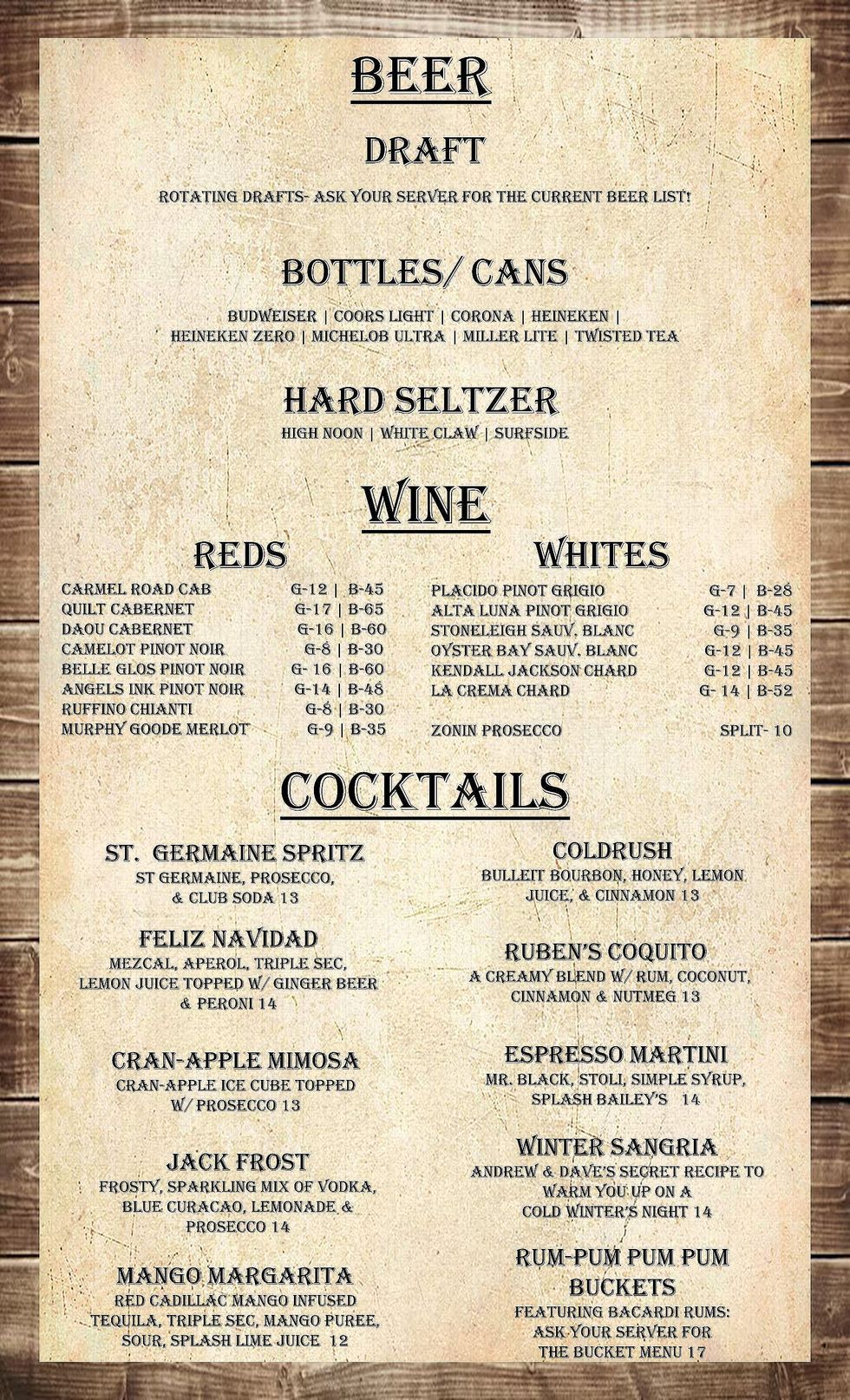 Menu Explore Our Menu The Horseshoe Tavern