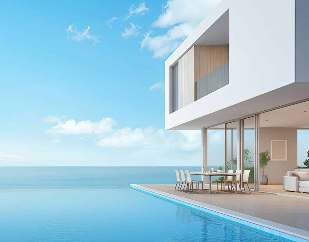 A Modern House With a Swimming Pool Overlooking the Ocean — Taree Pool Supplies in Hallidays Point, NSW