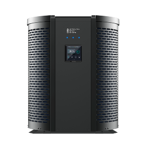 A Black Air Conditioner is Sitting on a White Surface — Taree Pool Supplies in Taree, NSW