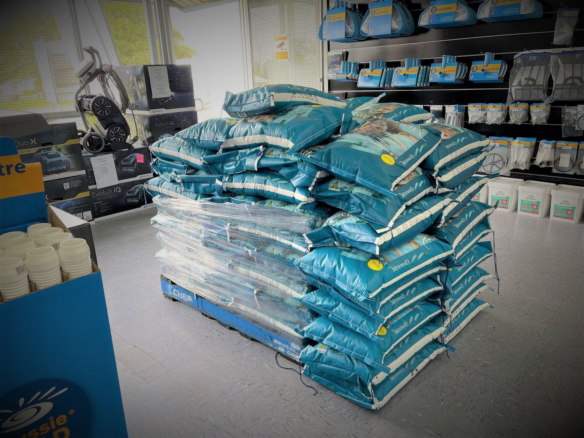 Stack of Blue Water Softener Salt Bags