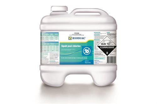 A Gallon of Liquid Pool Chlorine on a White Background — Taree Pool Supplies in Taree, NSW
