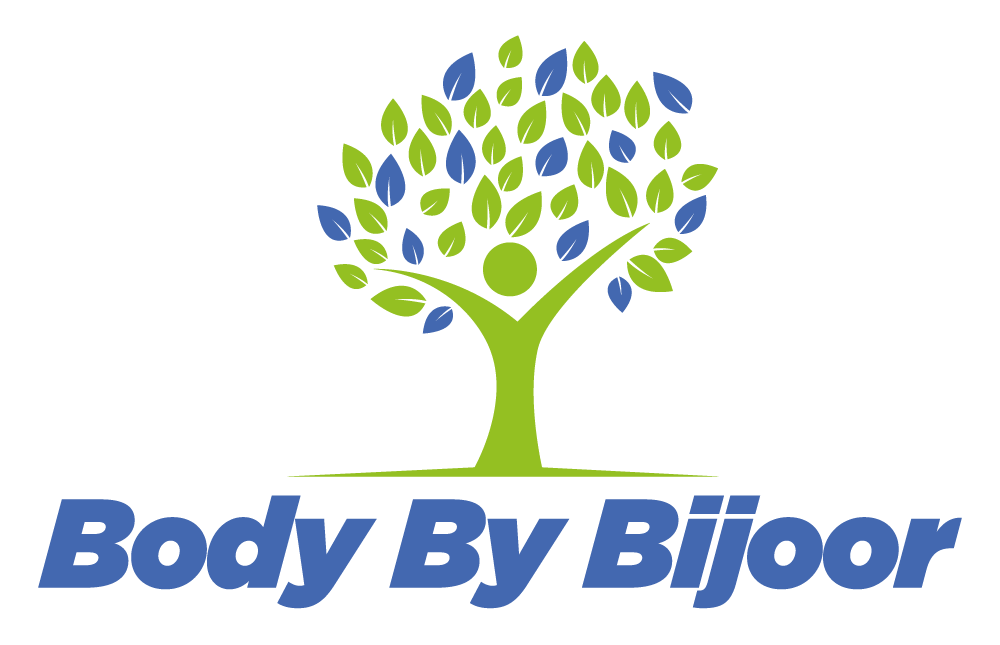 a logo for body by bijoor with a tree and a person . | Simpsonville, SC | Oakview Medical