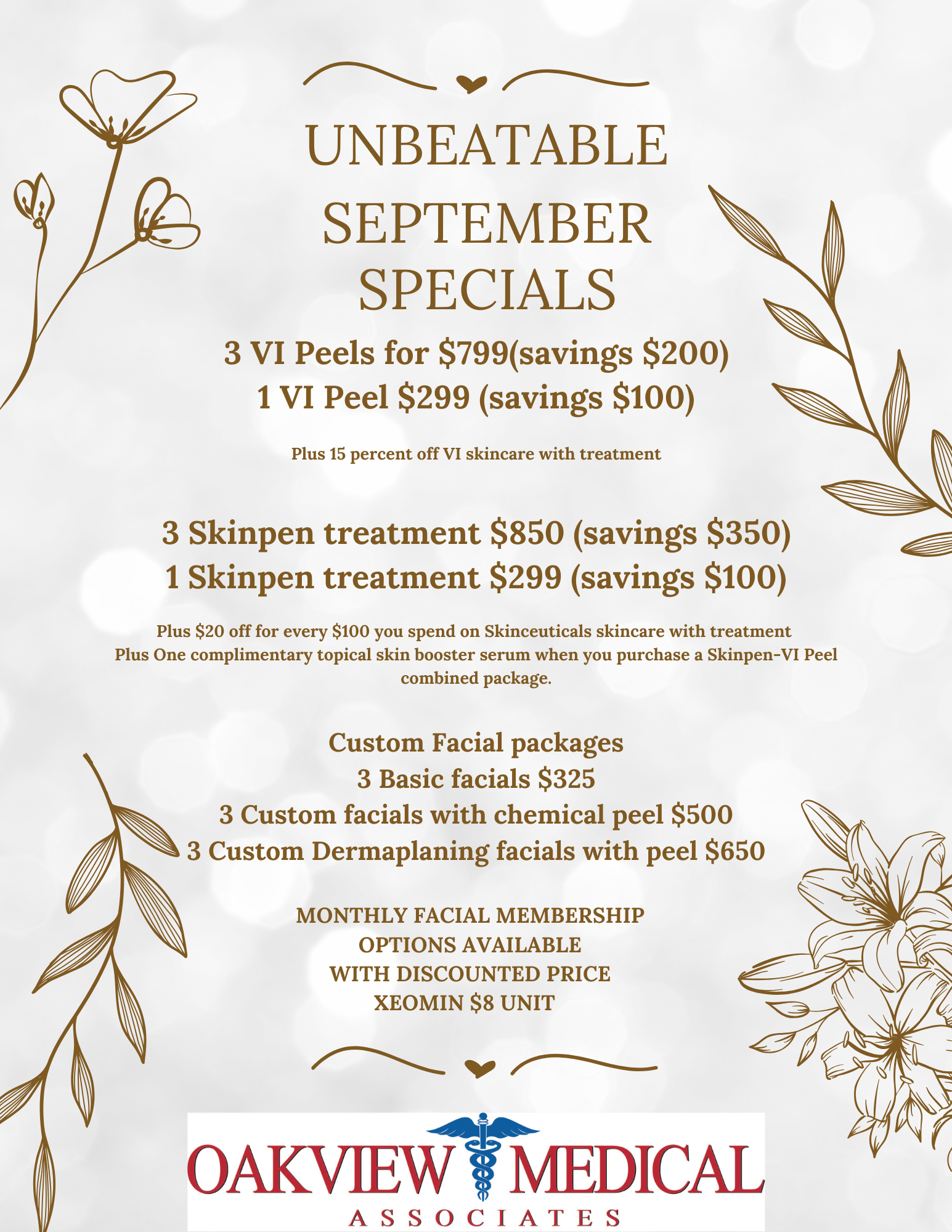 Oakview medical associates is offering unbeatable september | Simpsonville, SC | Oakview Medical
specials.