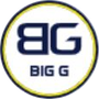 Logo: lettere "BG" blu scuro sovrapposte, in un cerchio con bordo giallo, testo "BIG G" in basso.