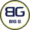 Logo: lettere "BG" blu scuro sovrapposte, in un cerchio con bordo giallo, testo "BIG G" in basso.
