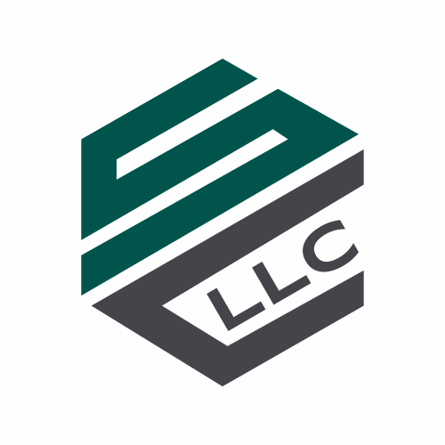 Green and gray hexagonal logo with