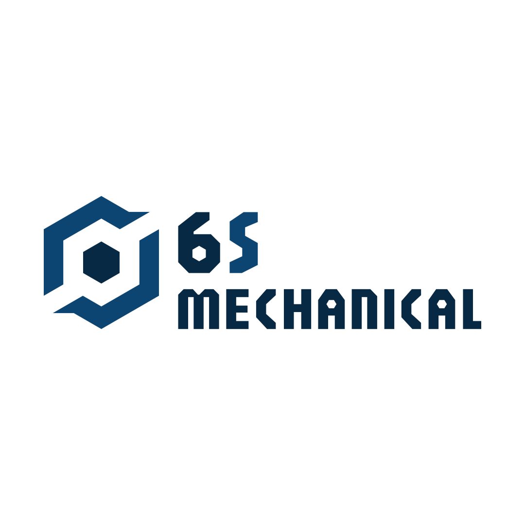 Logo for 6S Mechanical: a blue hexagon with a smaller hexagon inside and the text