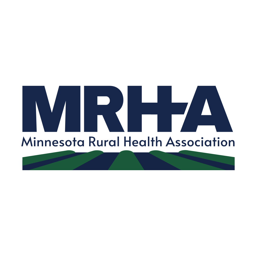 MRHA logo: Dark blue text over stylized green field;