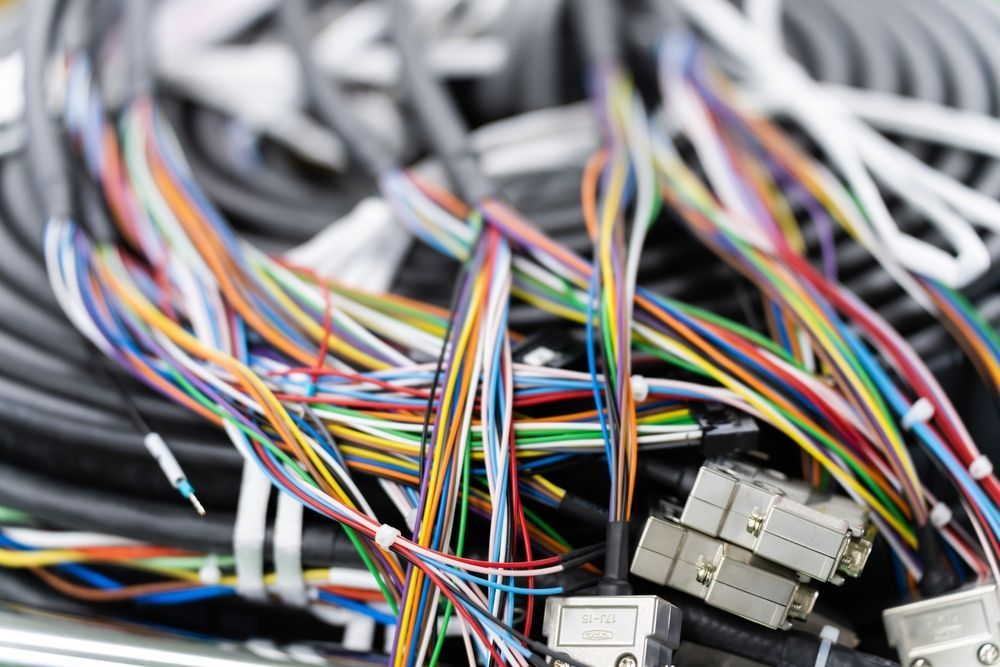 close up of different colored wires being used in cable assemblies