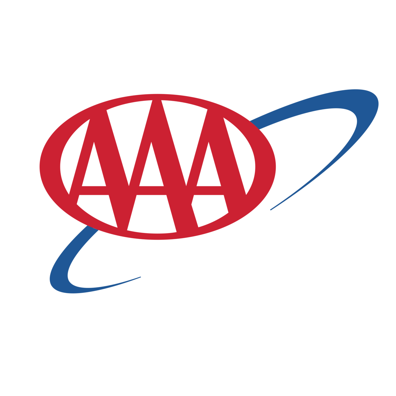 AAA logo with red letters in an oval and blue swooshing arcs