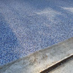 Blue textured surface next to a concrete edge.