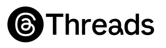 Threads logo, black text and icon on white background.