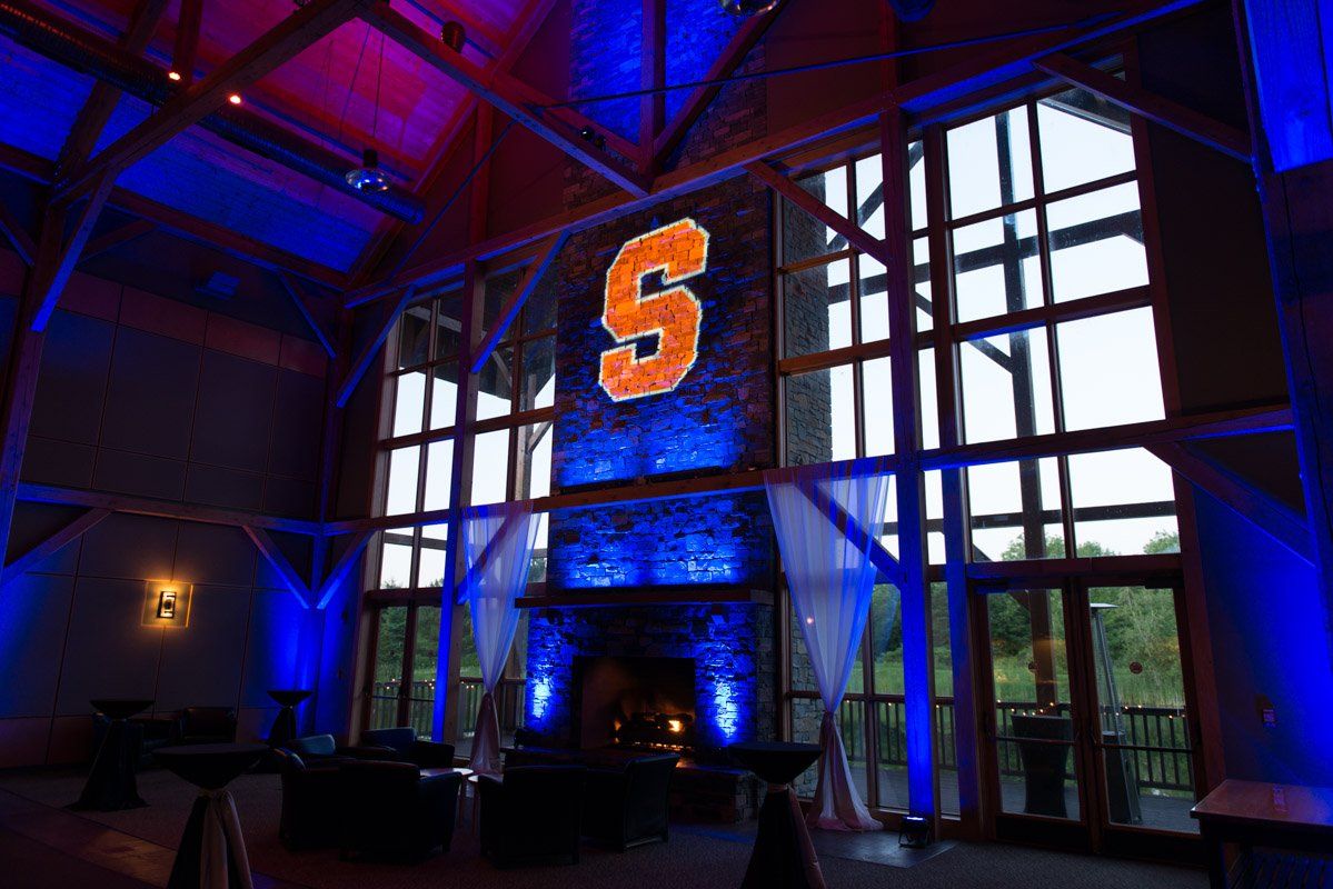 A large room with the letter 