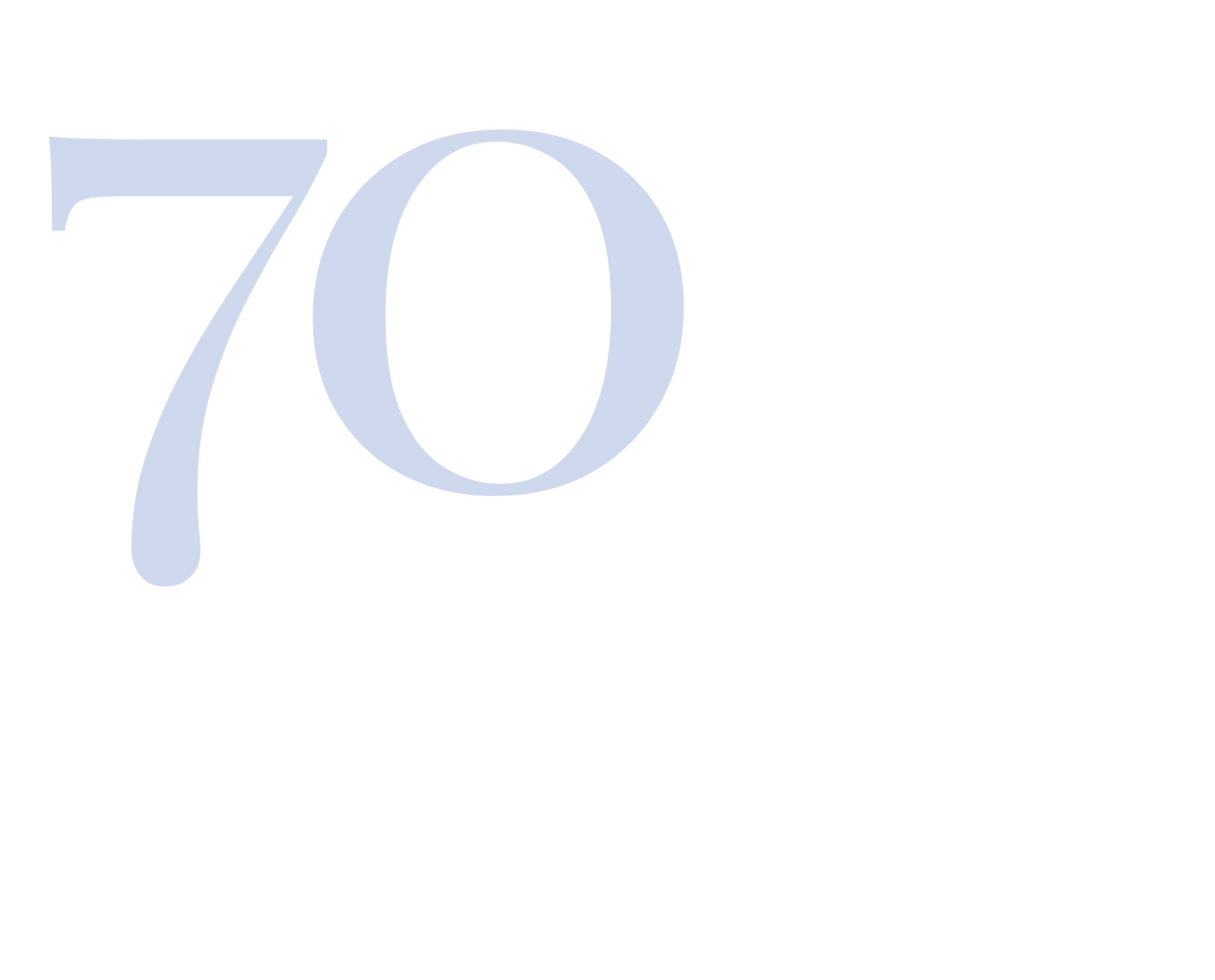 The number 70 is written in blue on a white background.