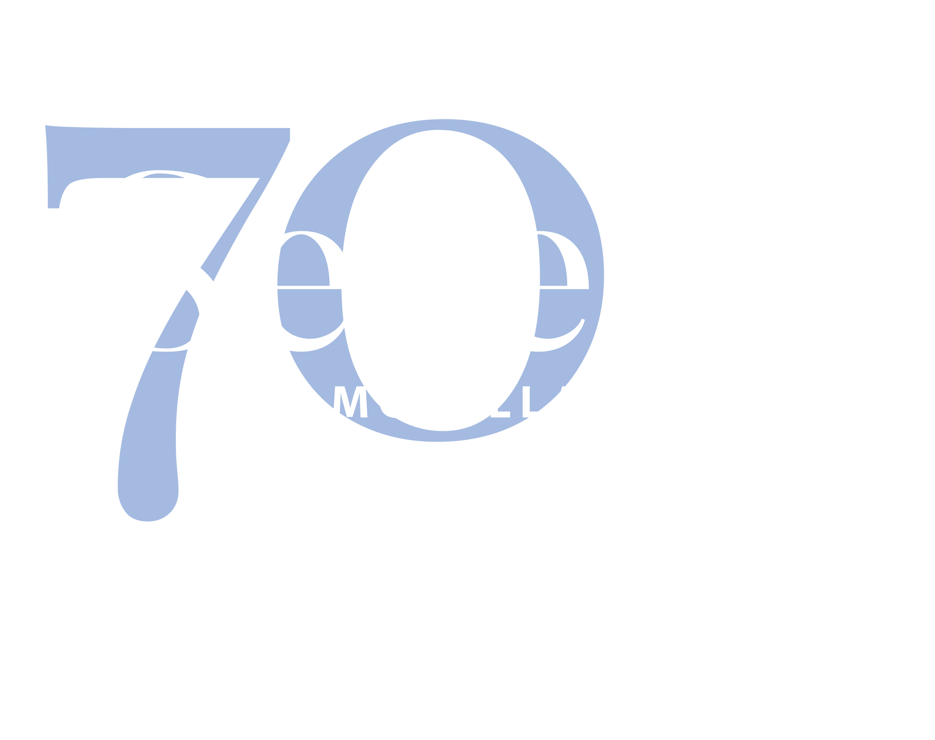 The number 70 is written in blue on a white background.