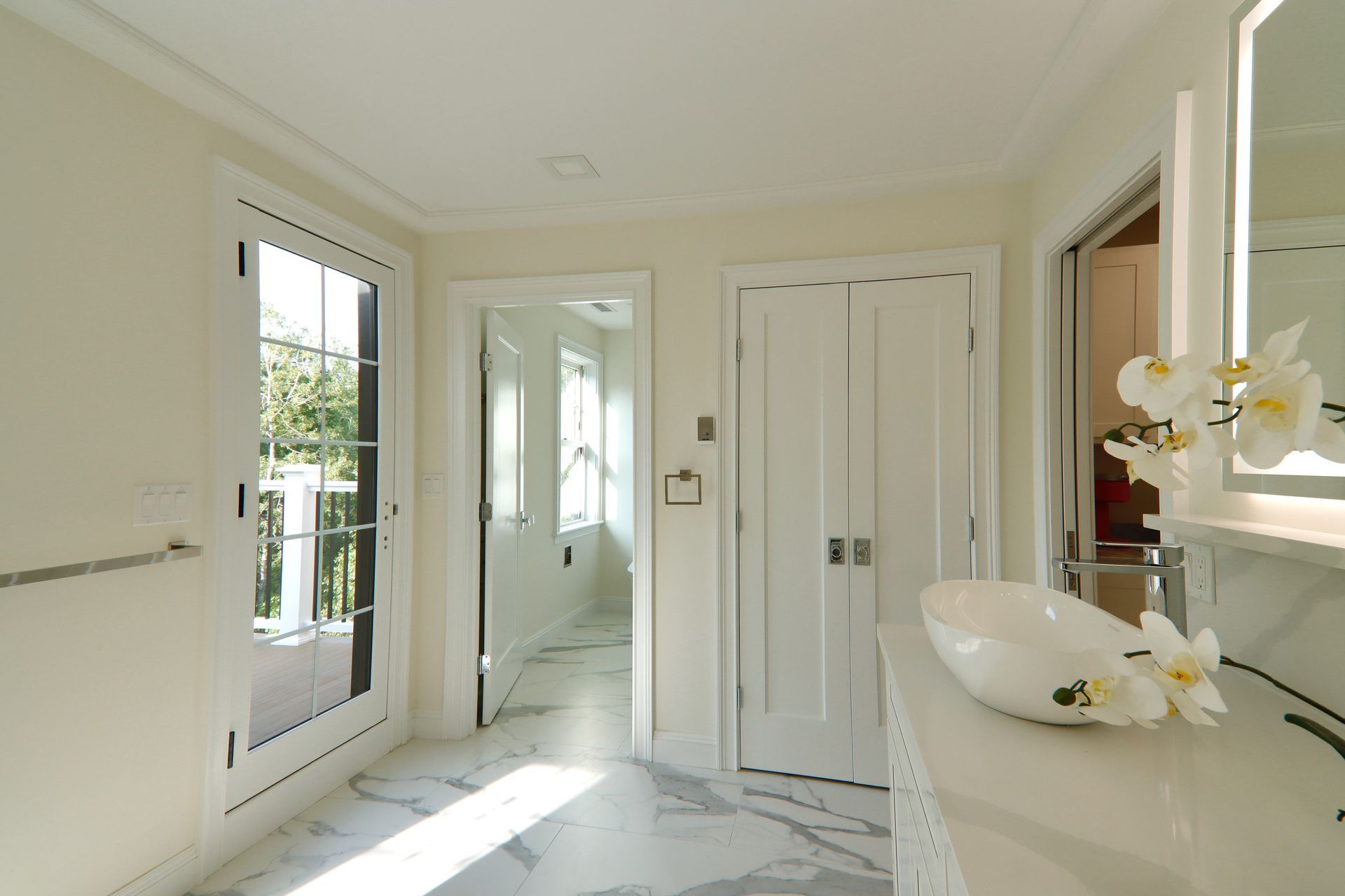 A bathroom with a bathtub and a shower.