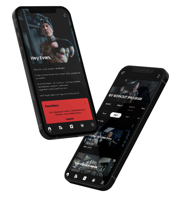 Two cell phones are displayed side by side on a white background.