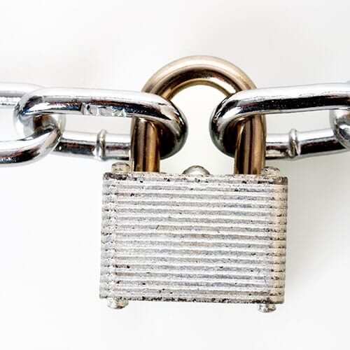 Metal padlock locked to chains - Lock Shop & Key Service in Morrisville, PA