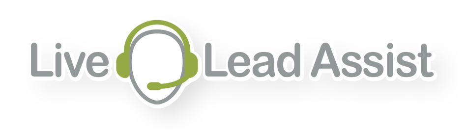 A logo for live lead assist with a headset on a white background.