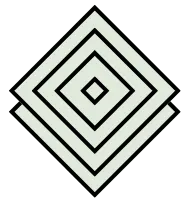 A black and white optical illusion of a square stacked on top of each other on a white background.