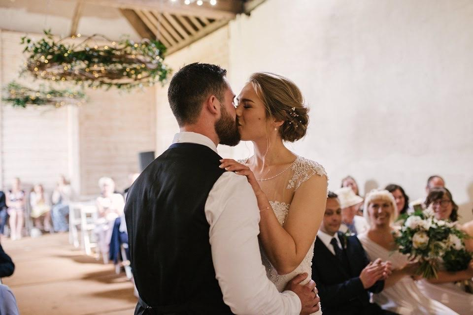 Couple celebrating their marriage in our licensed barn for civil ceremonies
