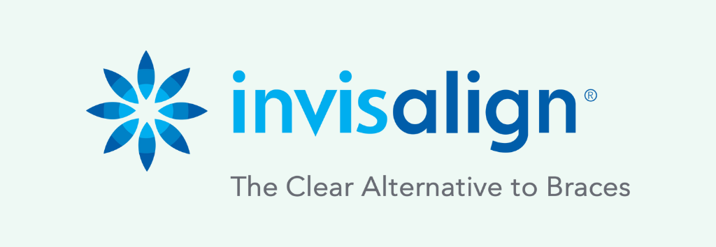 Invisalign logo with a blue flower and text